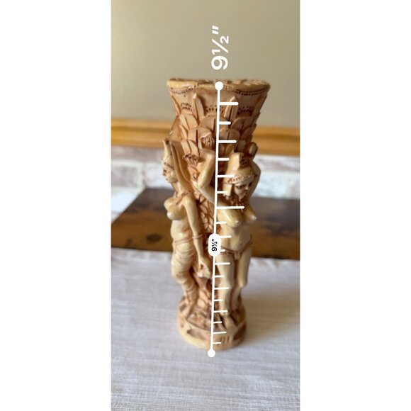 Vintage Resin Carved Vase – Exotic Temple Ladies Figurative Folk Art Decor - Picture 13 of 14